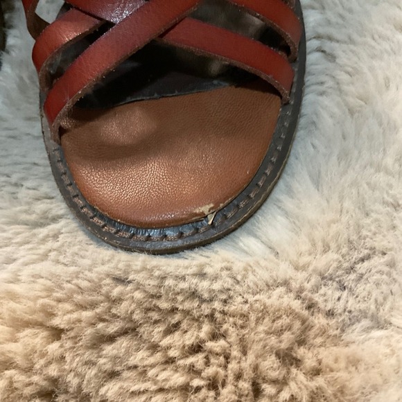 Farylrobin Free People Sandal Woven Brown Leather‎ Size 10 Heeled Open Toe - Picture 3 of 10